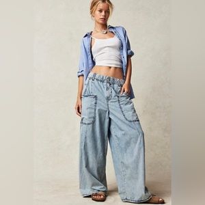 Free People Light Blue Wide Leg Jeans
